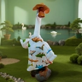 Garden goose statue wearing orange straw hat and colorful fish pattern white cloak - Outdoor Fishing