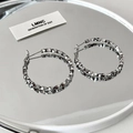 Silver hoop earrings with geometric faceted texture and modern metallic finish - 56# Silver Earring Post - Silver