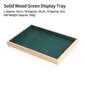 Solid wood jewelry tray with dark green velvet lining for necklace display, 35x24x3cm - Solid Wood Dark Green Velvet