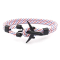 Handmade red white blue 550 paracord bracelet with a matte black airplane metal clasp - Red White Blue (Dual Hole-11)