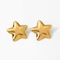 Polished star-shaped gold stud earrings made of 316L stainless steel for women - Gold Five-Pointed Star Style (KD3411)