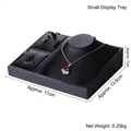 Black PU leather jewelry display tray featuring multi-functional slots for rings and necklaces - Jewelry Set Display Tray (Black)