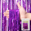 Rideau à franges en aluminium holographique violet pour décorations de fête - 1*2 Mètres / Violet foncé laser