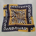 Square silk scarf featuring yellow and black leopard and zebra print patterns - Turmeric Leopard Print Small Square Scarf / 65