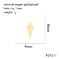 Dettagli delle dimensioni e specifiche del ciondolo conico placcato oro per gioielli fai-da-te - Ciondolo a Cono in Oro Lucido 8mm (P01611)