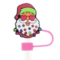 Universal 10mm silicone straw cover featuring a colorful Santa Claus decorative topper - 05 Santa with Light Bulb Beard