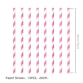 Pink and white striped paper straws set of 10 for Gabby's Dollhouse birthday party decor - Pink Striped Straws - 10PCS