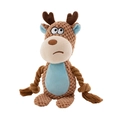 Reindeer plush squeaky dog toy with corn fleece texture and cotton rope limbs - Elk