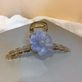 Elegante pinza per capelli in resina ambrata con fiore viola e perla - Stile Fiore Viola 3D Ambra (54#)