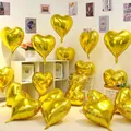 Set of 10 golden 18-inch heart-shaped aluminum foil balloons for party decoration - 18 Inch Gold Heart (10PCS)
