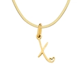 Elegant 18K gold-plated snake chain necklace with artistic letter K and heart pendant - Letter X / Gold
