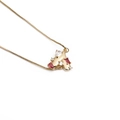 Collana dorata con pendente geometrico decorato con zirconi rossi e trasparenti lucidi - Stile Zirconia Geometrica / Oro