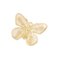 Sweet gold-plated butterfly pendant with white enamel inlay and floral relief pattern - White