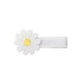 Handmade white embroidered daisy hair clip for kids with grosgrain ribbon wrap - Style 27-White Grosgrain Ribbon Daisy Wrap Clip