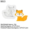 DIY little fox silicone mold for chocolate ornaments and resin craft decorations - Gray Fox (B813)