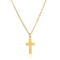 18K vergulde roestvrijstalen kruis ketting met gepolijste minimalistische hanger dames - 18K Kruis / Goud
