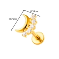 Clou d'oreille lune dorée en titane F136 avec gemmes claires et hauteur 0.75cm - Style Lune - Or (T2543-2#金)
