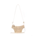 Weiße Leder- und Stroh-Schultertasche mit elegantem goldenem Reißverschluss - Weiß