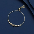 Golden projection bracelet with 100 languages I Love You and adjustable sliding clasp - Gold