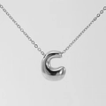Polished silver titanium steel necklace featuring a 3D bubble letter C pendant - Silver-Letter C
