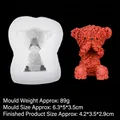 Silicone mold for teddy bear resin craft with textured red bear sample 4.2x3.5x2.9cm - Bear Covering Mouth