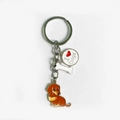 Brown Dachshund keychain with bone charm and 'I love Dogs' tag in silver finish - Brown with Bone and Dog Tag