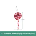 Addobbo natalizio a lecca-lecca 12,5cm rosso e bianco con cordino argentato - 1 pezzo / 12.5cm Lecca Lecca Rosso e Bianco