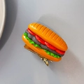 Cute sandwich shaped hair clip with realistic resin ingredients and gold duckbill clip - Long Burger Sub
