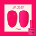Vibrant pink soak-off gel polish in 7.5ml bottle with glossy nail color sample card - Bright Pink (008)