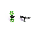 Lot de deux mini barrettes fleurs en strass vert avec finition en métal noir - Vert clair