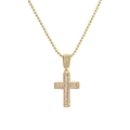 Collana con ciondolo a croce placcata oro 18 carati con zirconi bianchi e catena a sfere - Oro (24192)