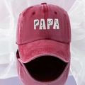 Gewaschene burgunderrote Baseballkappe mit PAPA-Angel-Stickerei für Sonnenschutz - Einheitsgröße / Burgunderrot