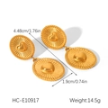 Detail view of 18K gold stainless steel heart earrings with dimensions and weight info - Double Layer Embossed Heart Drop Style (HC-E10917) / Gold