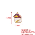 Ghost pendant with purple hat showing dimensions: 16mm height, 11mm width and 1.1g weight - Ghost Pumpkin Style (13#)