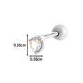 Orecchino a perno argento con zircone cuore iridescente e chiusura a sfera, 0,38x0,38cm - Stile Cuore Iridescente (916-1#)