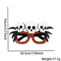 Halloween pumpkin orange glitter glasses with skulls and black feathers party props - Three Skulls