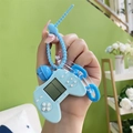 Mini console di gioco Tetris blu retrò portachiavi con cinturino in silicone e campanello - Blu