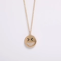 Minimalist gold-plated smile necklace with micro-set sparkling crystals on pendant - Squint Inlaid Smile (Style G)