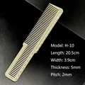 Cream white barber hair comb with measurement scale on black textured background - H-10 (Pompadour Oil Hair Comb)