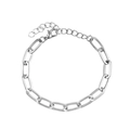 Minimalistisches silbernes Büroklammer-Armband mit grober Gliederkette und Karabinerverschluss - Silber