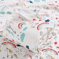 6-layer cotton gauze baby towel with cute unicorn and rainbow cartoon print - Straight Edge-Green Rainbow Horse
