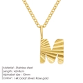 Textured gold stainless steel M initial pendant necklace for women stylish jewelry - Letter M / 10mm Pendant / Gold