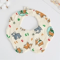 Gauze cotton baby bib with cartoon shiba inu and number print in cream white color - Gauze Flower Bandana - Alphabet Kitten
