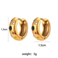 Round Thick Bread Style Zircon Hoops - Colorful Zircon