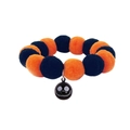 Halloween pet collar featuring orange and black plush balls with a Jack Skellington skull pendant - Skeleton Face Bell