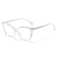 Modern white and transparent cat-eye glasses frame with sleek minimalist design - Transparent White Frame Anti Blue Light C3