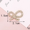 Sparkling white rhinestone bow charm with golden base for DIY crafts, 2.1cm width - D012 Small Bowknot
