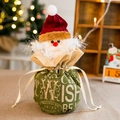 Weihnachts-Geschenkbeutel mit Weihnachtsmann-Design aus grünem Leinen und roter Mütze - Weihnachtsmann und Briefe