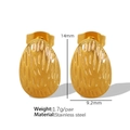 Elegant gold drop earrings in stainless steel, dimensions 14mm by 9.2mm, weight 1.7g per pair - Teardrop Texture Style (EH228) / Gold