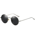 Vintage round punk polarized sunglasses with gunmetal frame and dark grey lenses - Gunmetal Frame Black Grey Lens C2